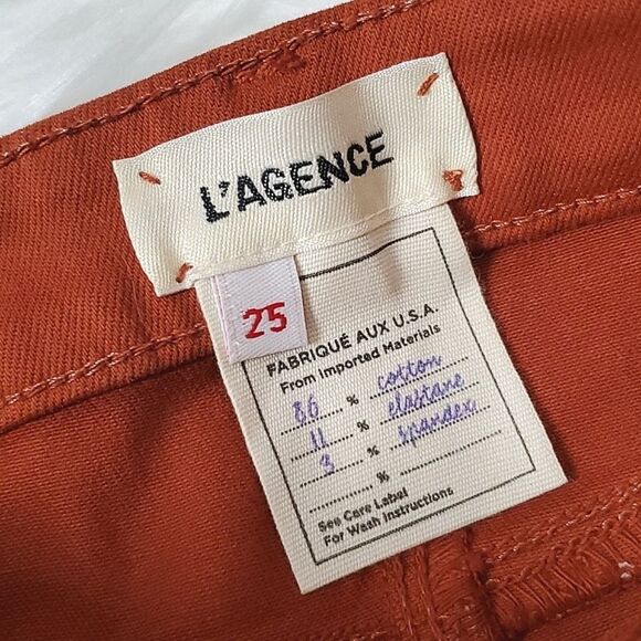 L'agence Margot Coated Denim Cropped Skinny Jeans Rust Brown Sz 25 - Picture 7 of 11
